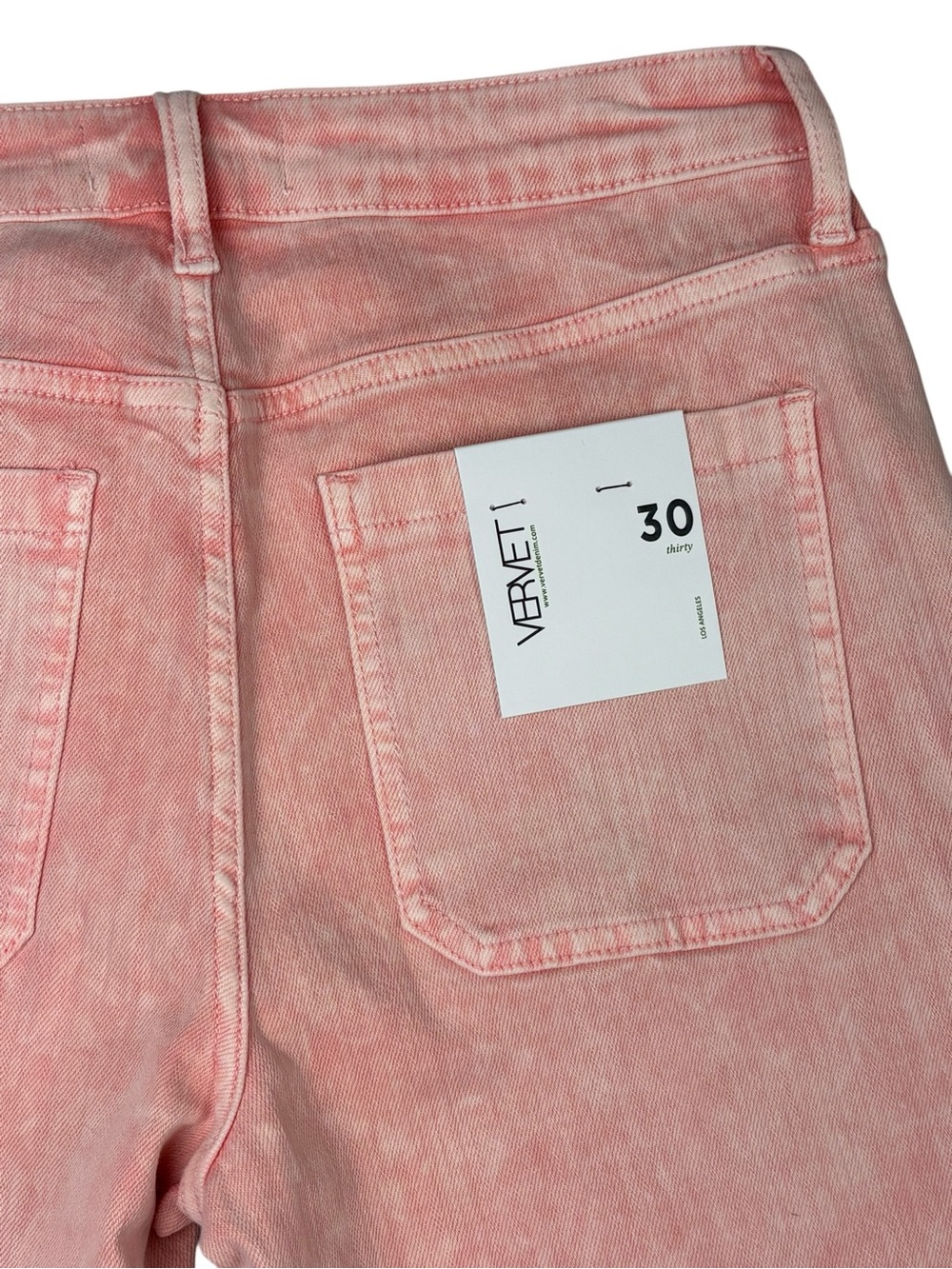 VERVET Pink Acid Wash Wide Leg Raw Hem Jeans Size 30 NWT - Picture 8 of 9